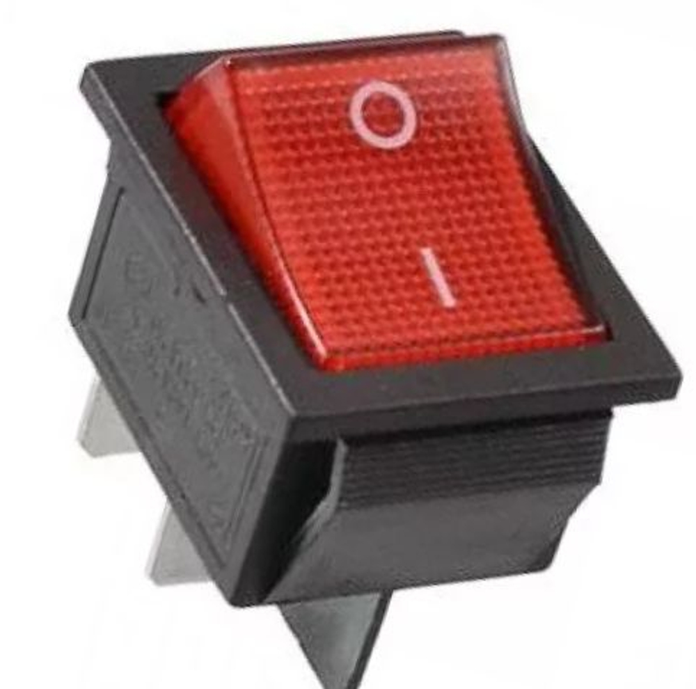 Выключатель красный 16А 250V, 20A 125V (4-х контакт.) клавишный