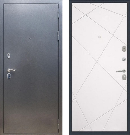 Входная металлическая дверь в квартиру Сенатор Эталон 3К Антик серебро Флитта софт белый матовый, без текстуры