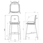 Стул барный LATITUDE Ror, 2 Frame, велюр, черный/темно-красный