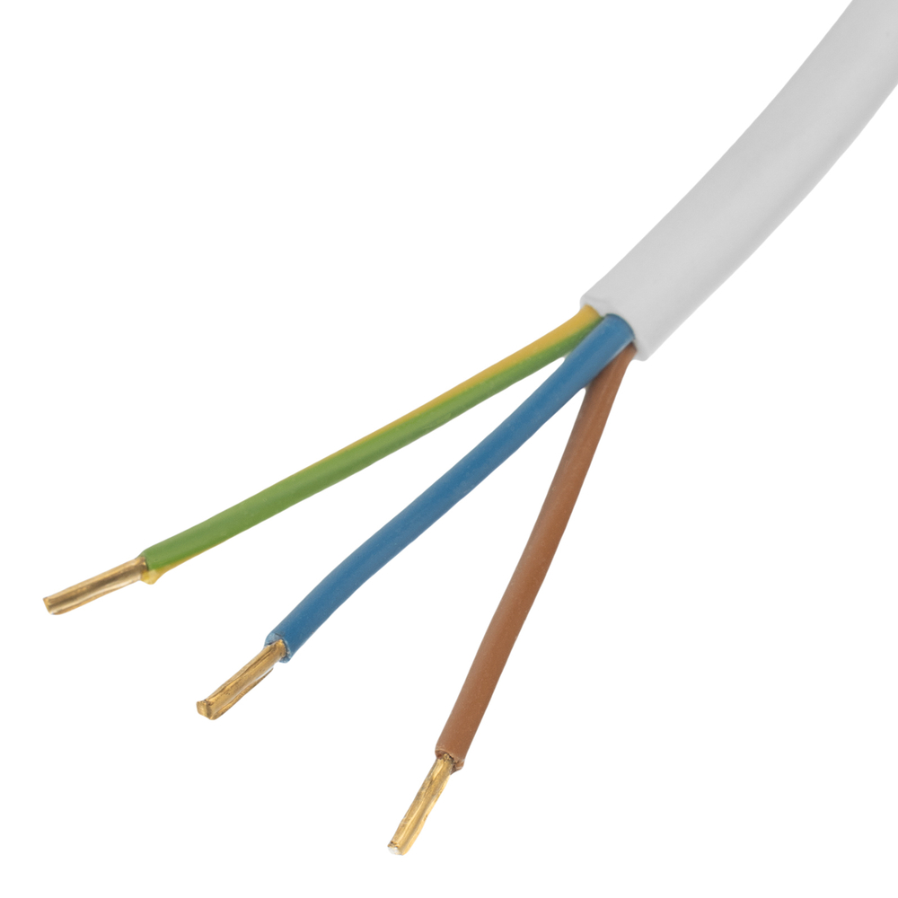 Шнур сетевой Energy Series, ПВС, 1,5 м, 3 x 1,5 мм, с неразборной вилкой, белый, Denzel