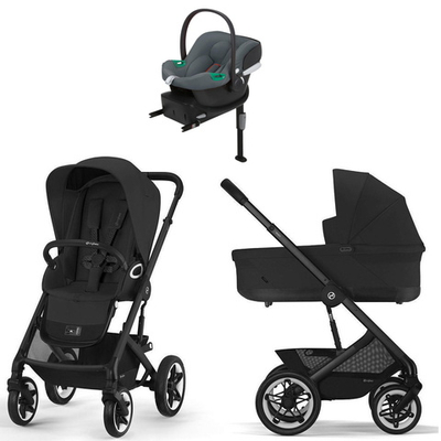 Коляска Cybex Talos S Lux BLK complete Aton B2 Steel Grey Base One 4 в 1 Moon Black с дождевиками