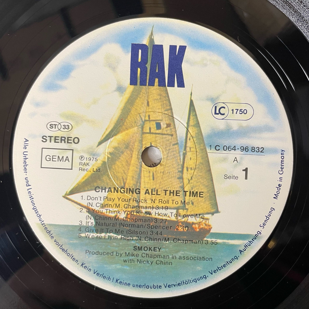 Винтажная виниловая пластинка LP Smokey Smokie Смоуки, Changing All The Time (Германия 1977)