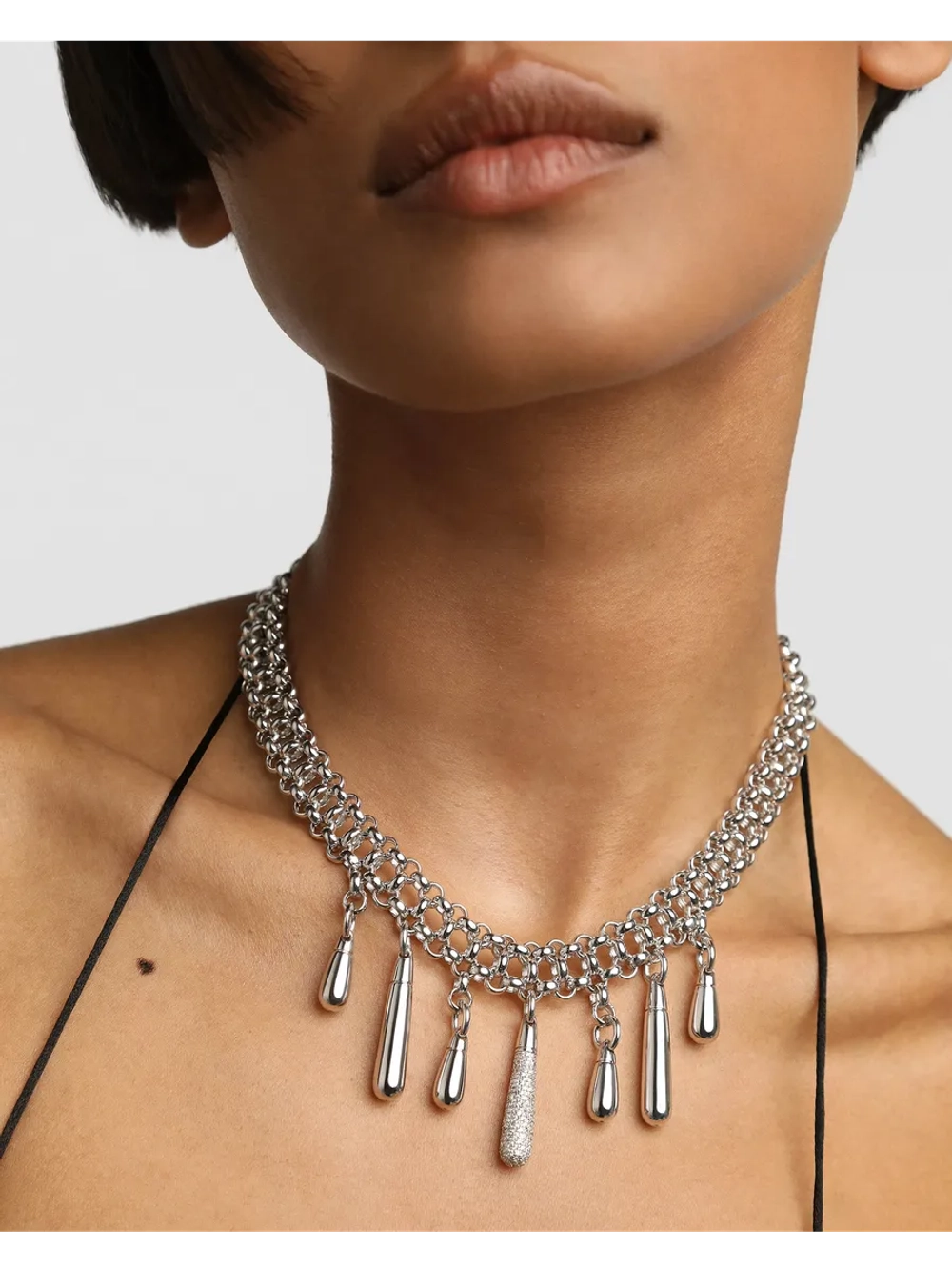 Колье Jelly Choker Серебро 925 пробы покрытое родием