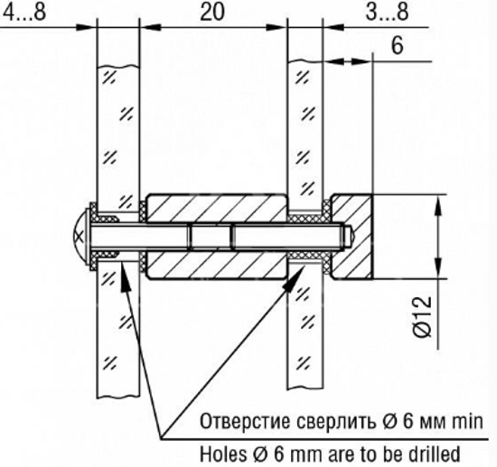 Держатель 5.17 04 D12мм, L20мм, S3-8мм, серебро матовое