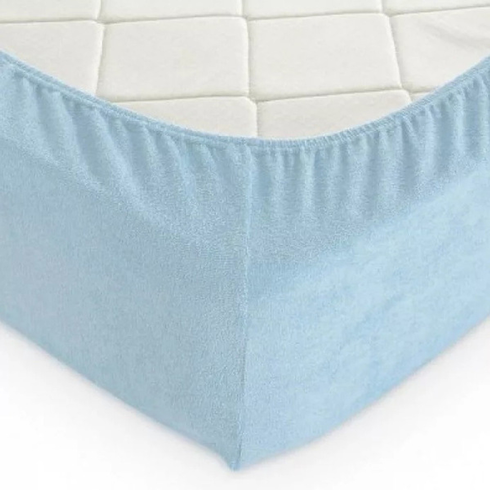 Простыня махра на резинке 140*200*20 Голубой ТГ