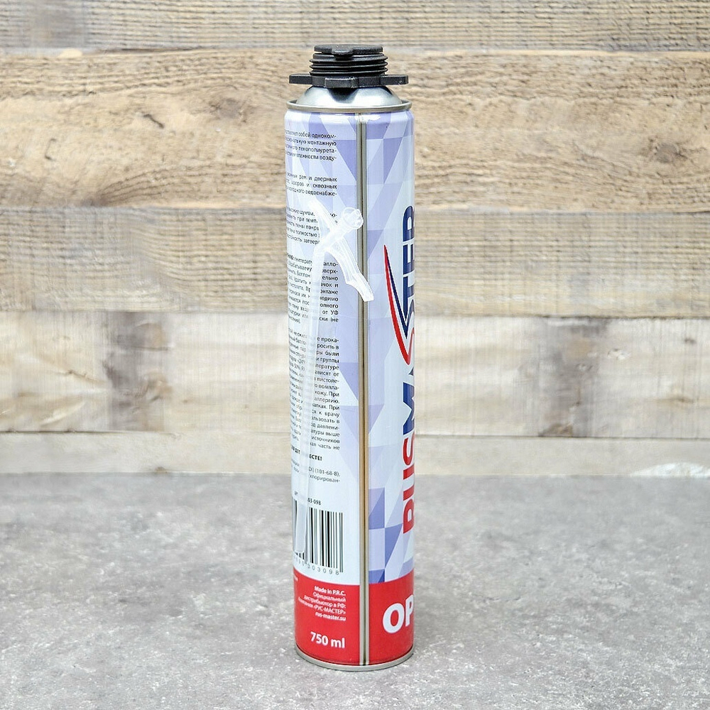 Пена монтажная 750мл 2 в1 всесезонная "Rus-master Optima 75", 650г, до 65л (303-098)
