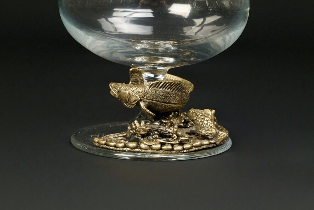 Бокалы для коньяка "Рыбалка" эконом 2 шт. в подарочном футляре с художественным оформлением