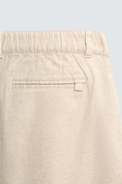 ZARA ШОРТЫ REGULAR FIT ИЗ РЕЛЬЕФНОЙ ТКАНИ, СВЕТЛО-БЕЖЕВЫЙ