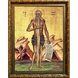 Онуфрий Великий преподобный. Икона на холсте.