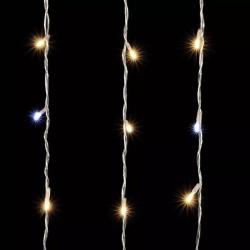 Гирлянда Занавес с Колпачком 2*2 м., Тепло-Белый с мерцанием белого диода 220В., 400 LED, Провод Прозрачный ПВХ, IP65, Laitcom (PCL402BLWCAP-10-2WW)