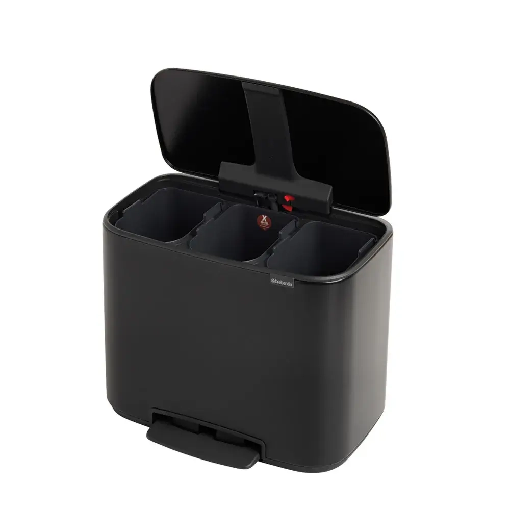 Brabantia Контейнер для мусора Bo 3х11л с сортировкой, черный