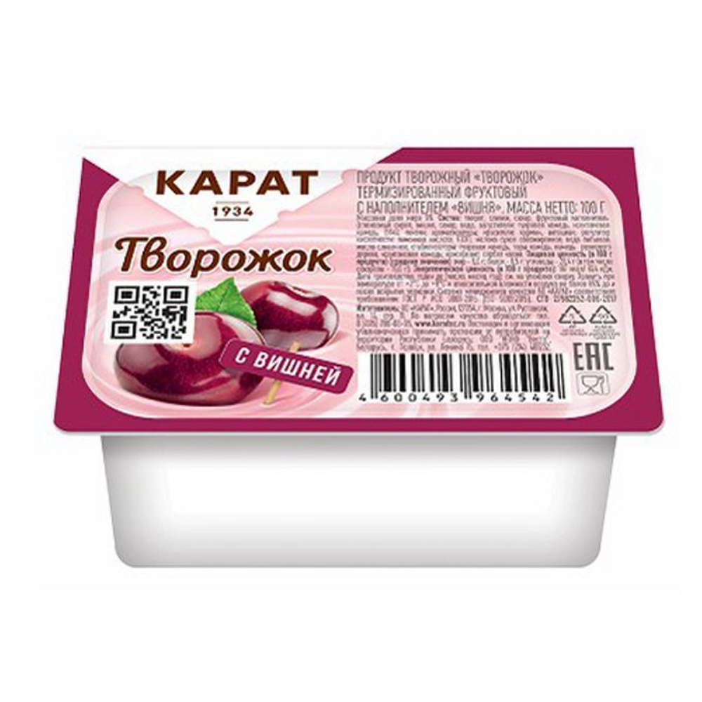 Творожок КАРАТ 9% 100г фруктовый с вишней