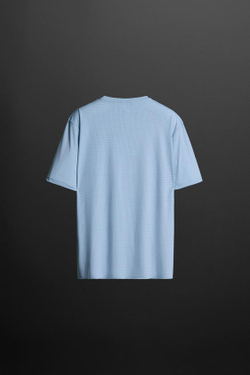 ZARA ПЕРФОРИРОВАННАЯ СПОРТИВНАЯ ФУТБОЛКА, НЕБЕСНО-ГОЛУБОЙ
