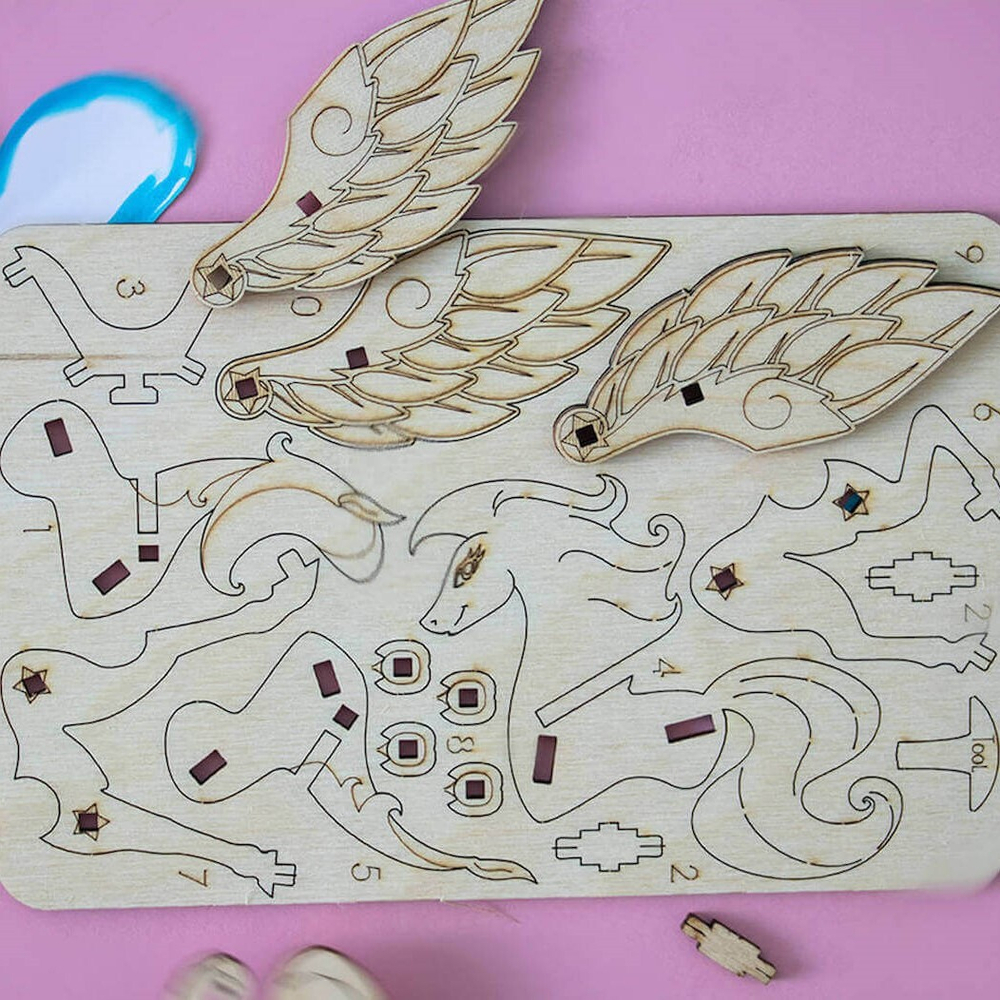 Пегас UNIT (UNIWOOD) - Деревянный конструктор с поддержкой дополненной реальности Wood Art.