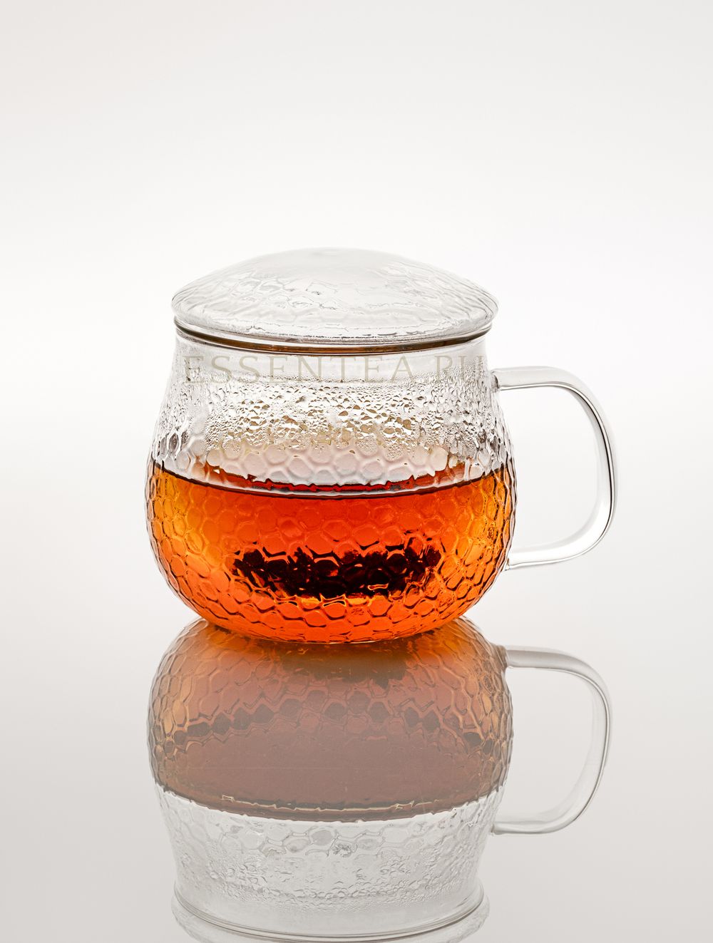 Чашка стеклянная с ручкой и крышкой 400 мл