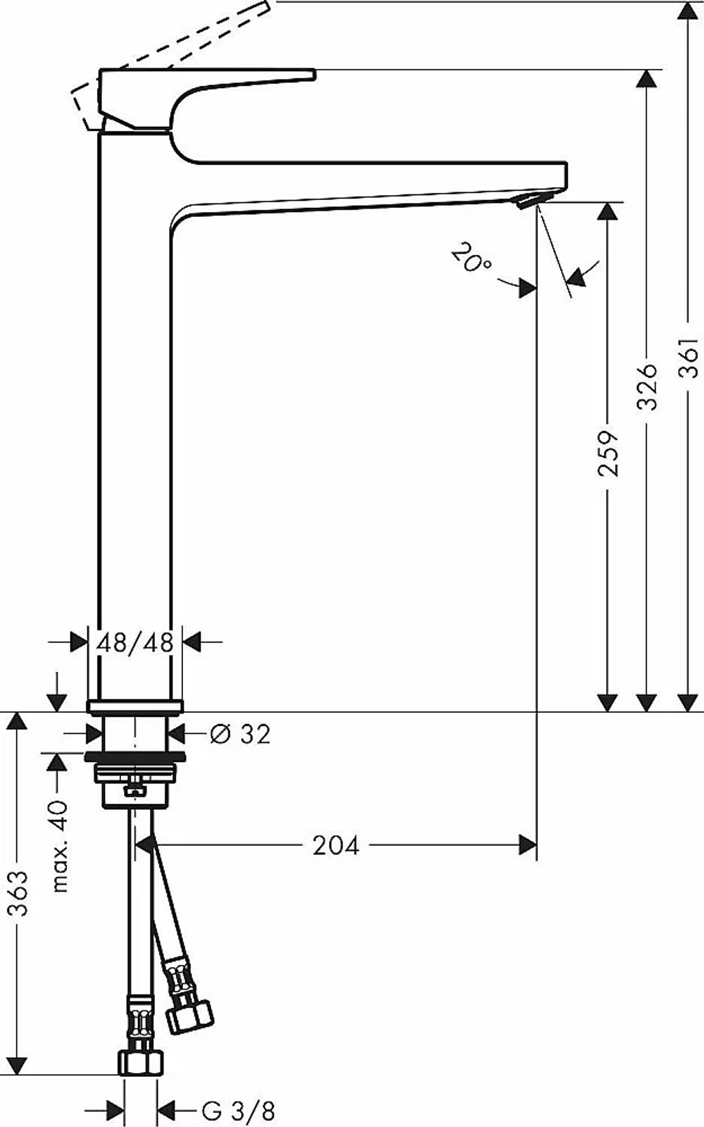 Смеситель для раковины Hansgrohe Metropol 260 32512140