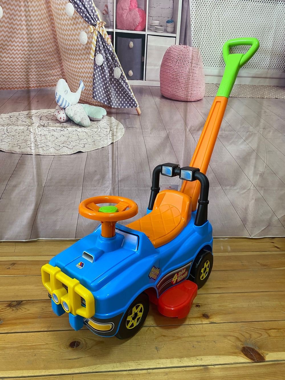 Автомобиль Джип-каталка с ручкой-3 (голубой)/5 71873