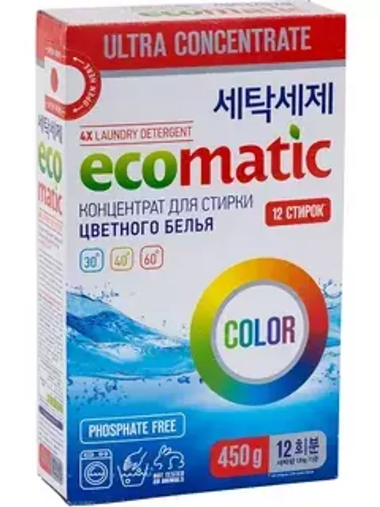 Ecomatic Стиральный порошок Концентрированный Color 450гр*60