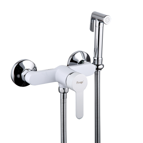 Смеситель с гигиенической лейкой 35k F2041-8 FRAP (белый/хром, латунь)