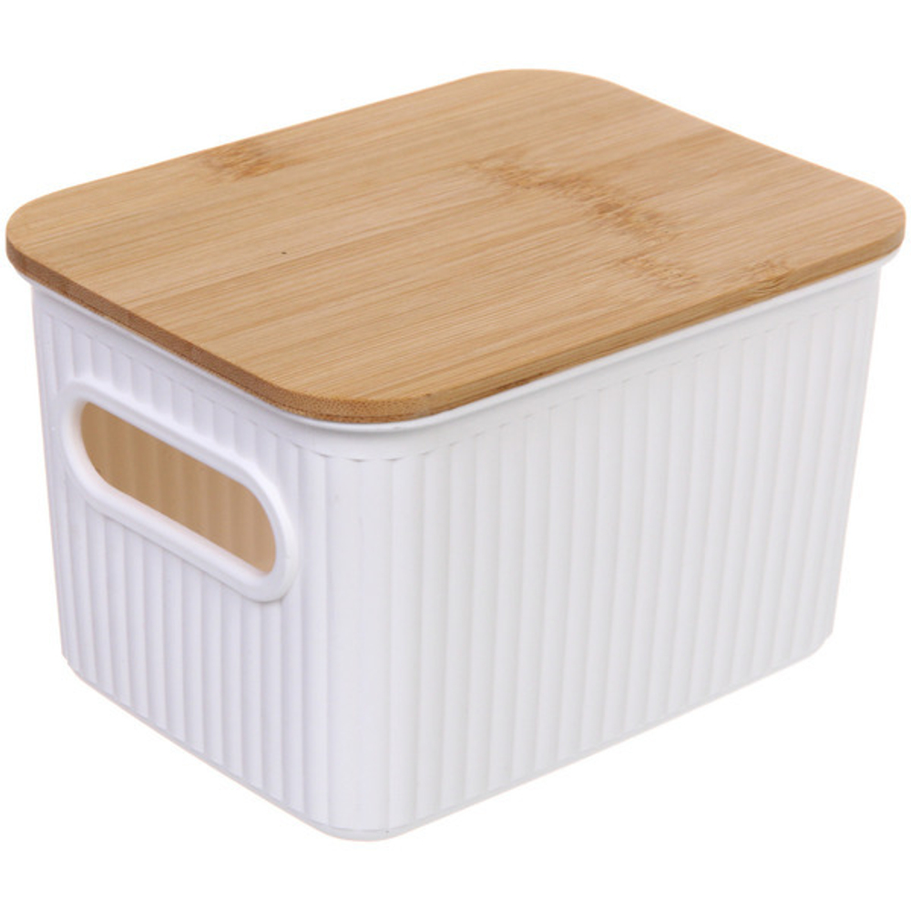 Контейнер для хранения с бамбуковой крышкой «БРАМИНГЕМ», цвет белый, 16.5*12.5*10см
