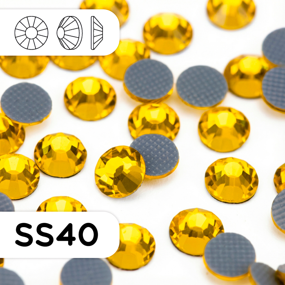 Горячие (термоклеевые) стразы из стекла ss40, 144 шт, цвет Topaz