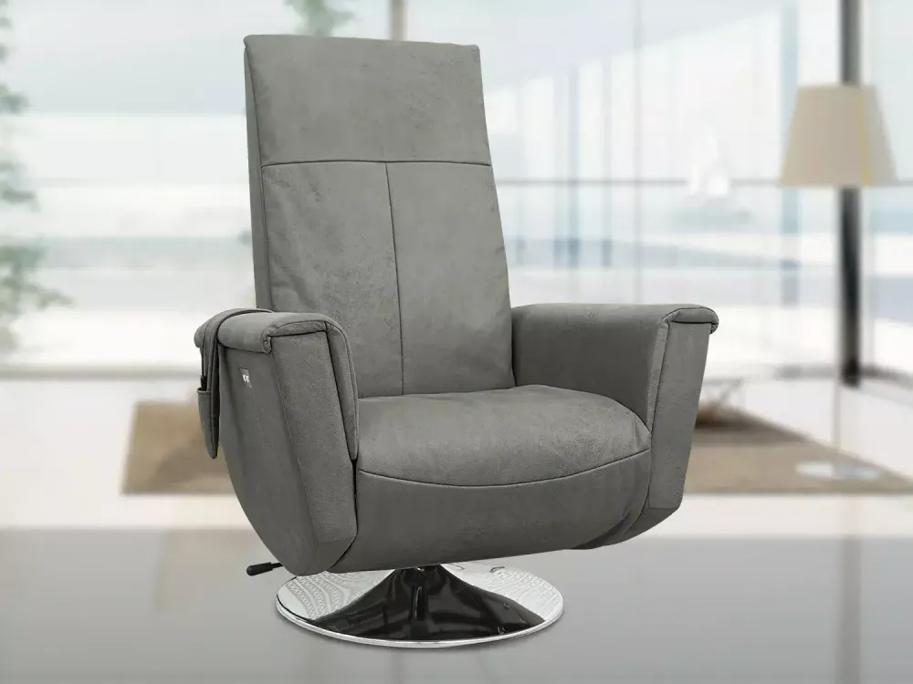 Массажное кресло реклайнер с подъемом FUJIMO ORLANDO F3004 VEF Mouse,  Ivory, Smokie