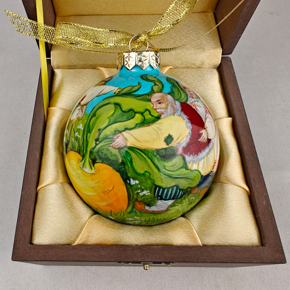 Шар новогодний (круговая роспись Палех) "Репка" в футляре
