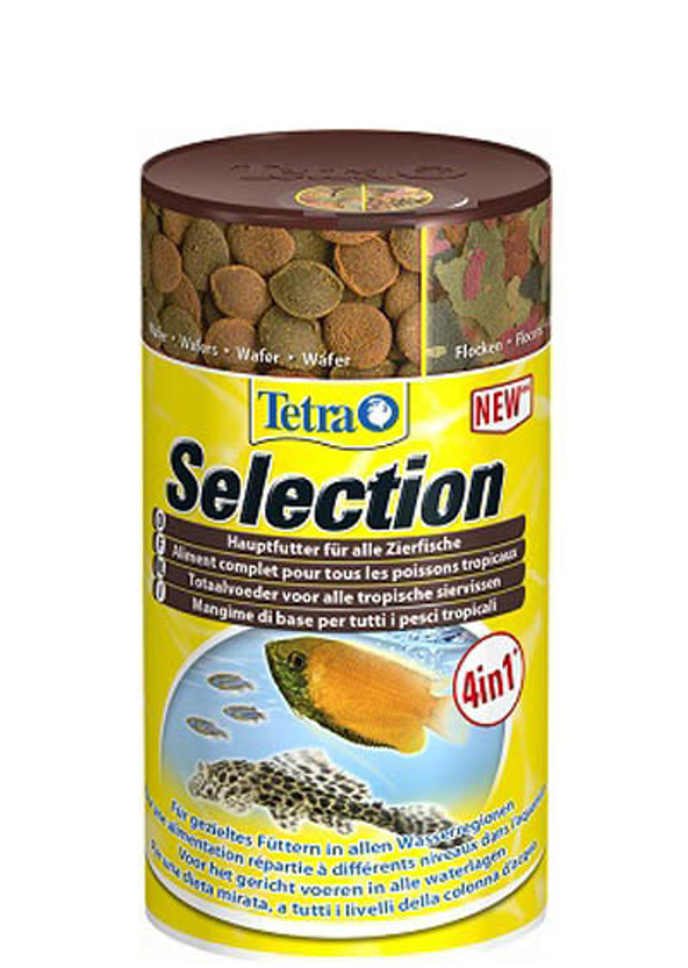 Корм для рыб TetraSelection, 4 вида (хлопья, чипсы, гранулы, микс) д/всех видов рыб 100 мл.