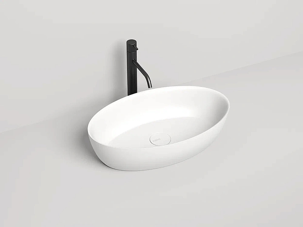 Раковина накладная Salini ALDA 01 110611G 58 из искусственного камня S-Sense, белая глянцевая