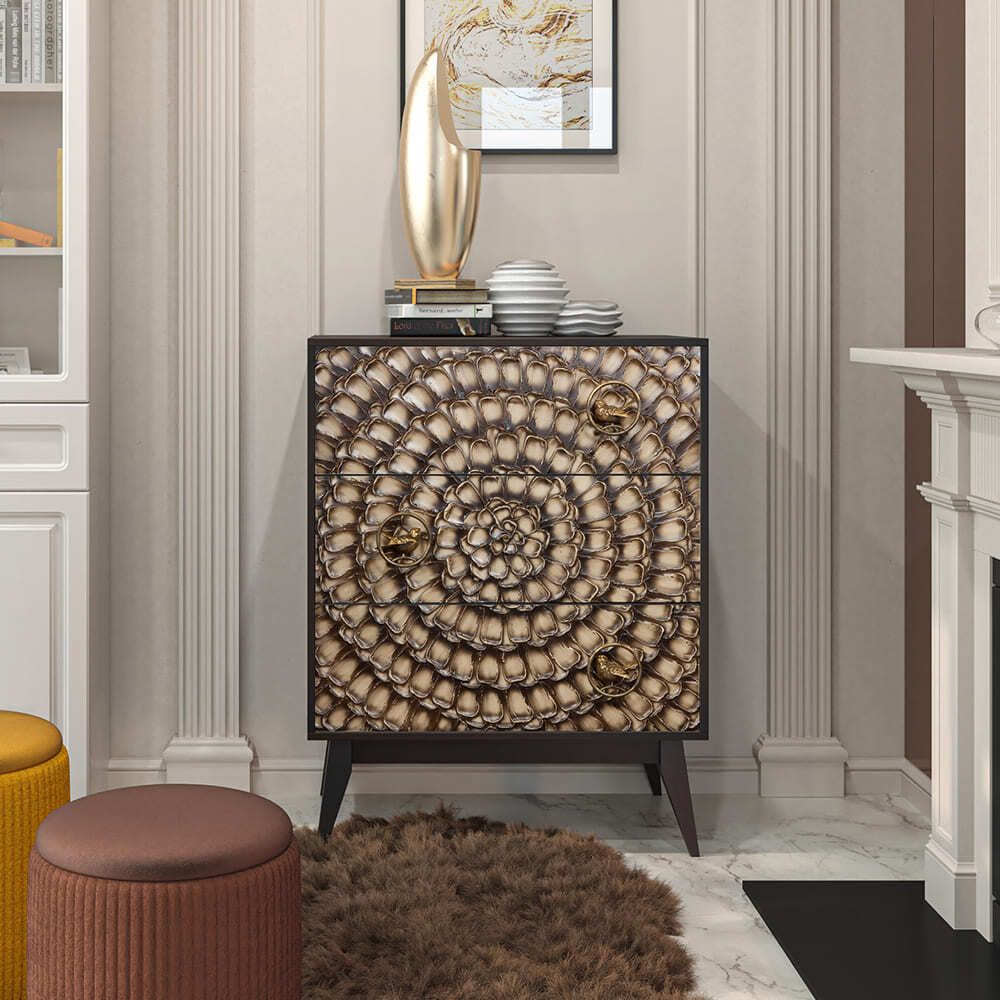 Комод Терра Птички с 3 ящиками Каштан