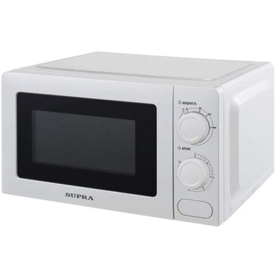 Микроволновая печь Supra, 20MW20, 20 л, 700 Вт, механ, с грилем, 6уров.мощ, белая