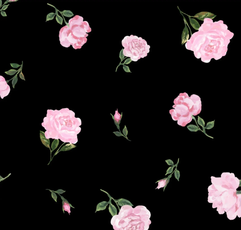 Flora, брошь - цветок черная из шифона со средними розовыми цветами