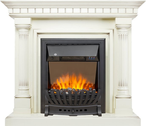 Каминокомплект Dallas - Слоновая кость с патиной с очагом Aspen Black