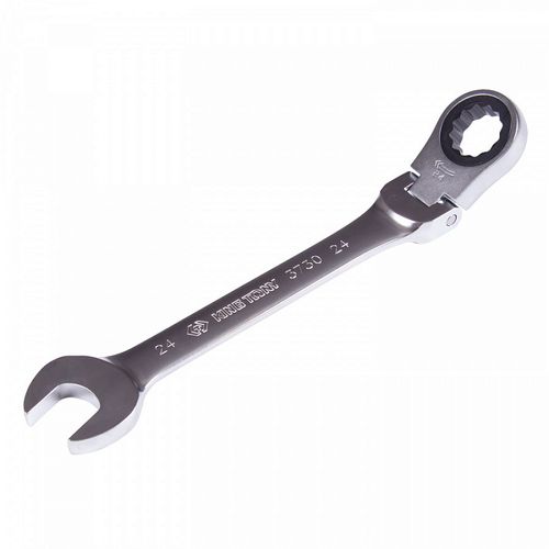 KING TONY (373024M) Ключ трещоточный комбинированный с шарниром 24 мм