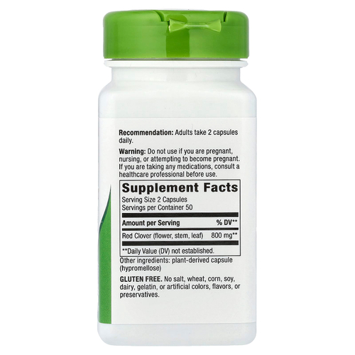 Nature's Way, красный клевер, 100 веганских капсул (400 мг в 1 капсуле)