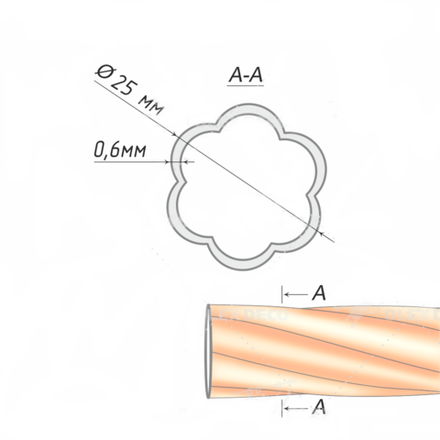 Труба витая металлическая d25 мм, цвет белый глянец