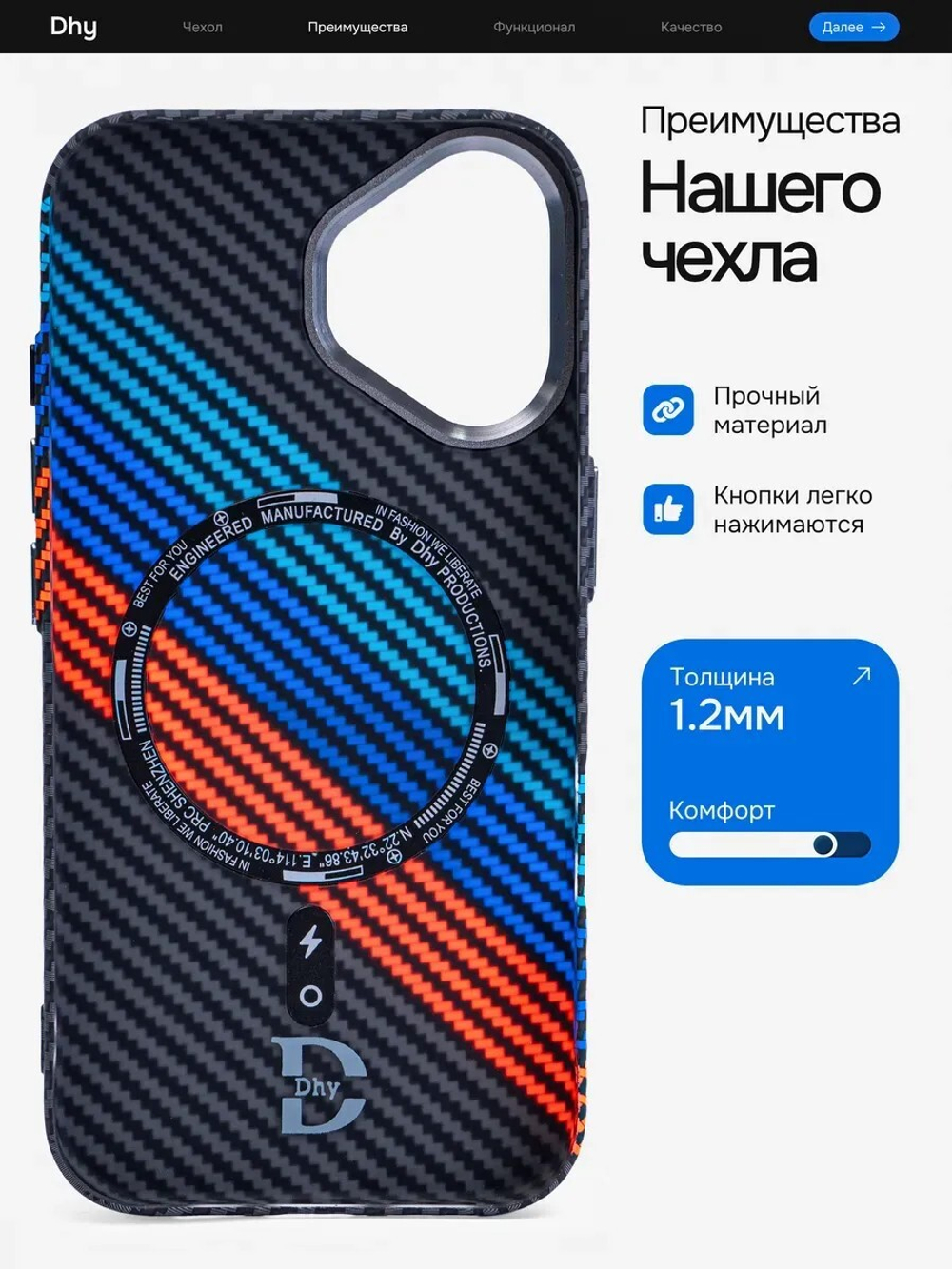 Карбоновый чехол на iPhone 16 J220
