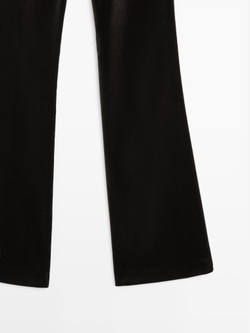 Massimo Dutti Расклешенные бархатные брюки, шоколадный