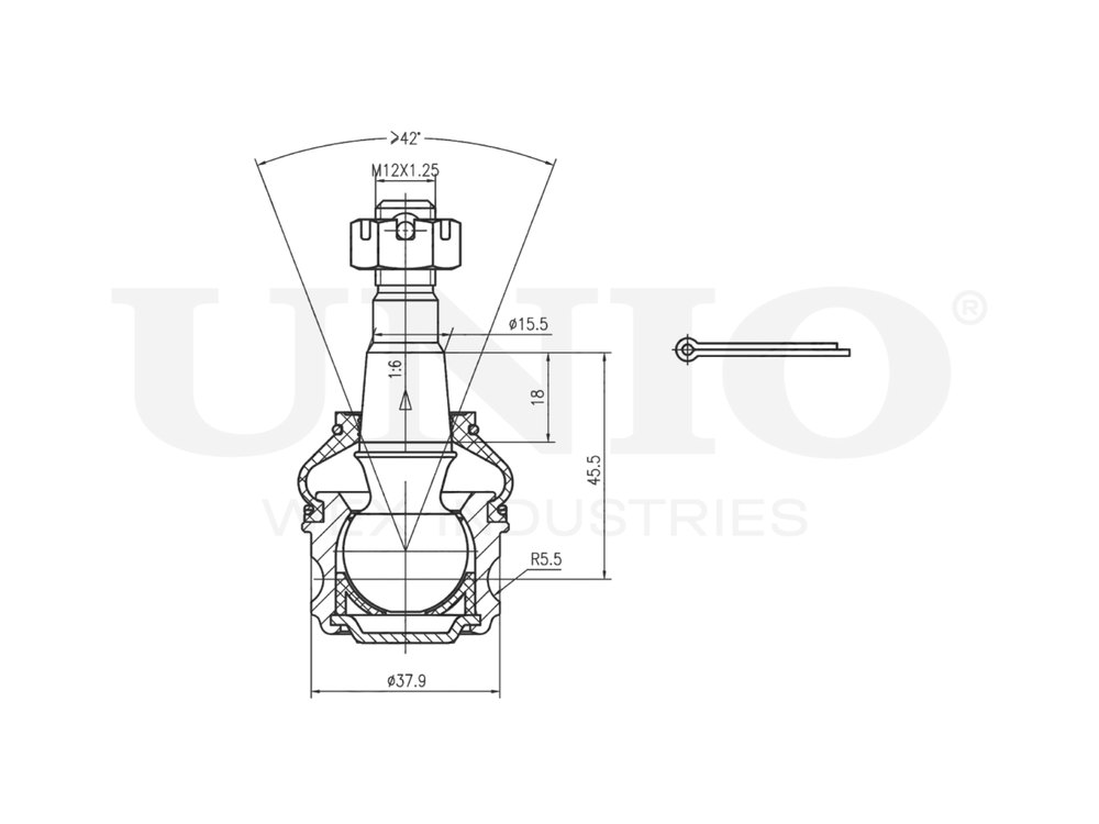 Опора шаровая передняя нижняя UNIO SSP-20071