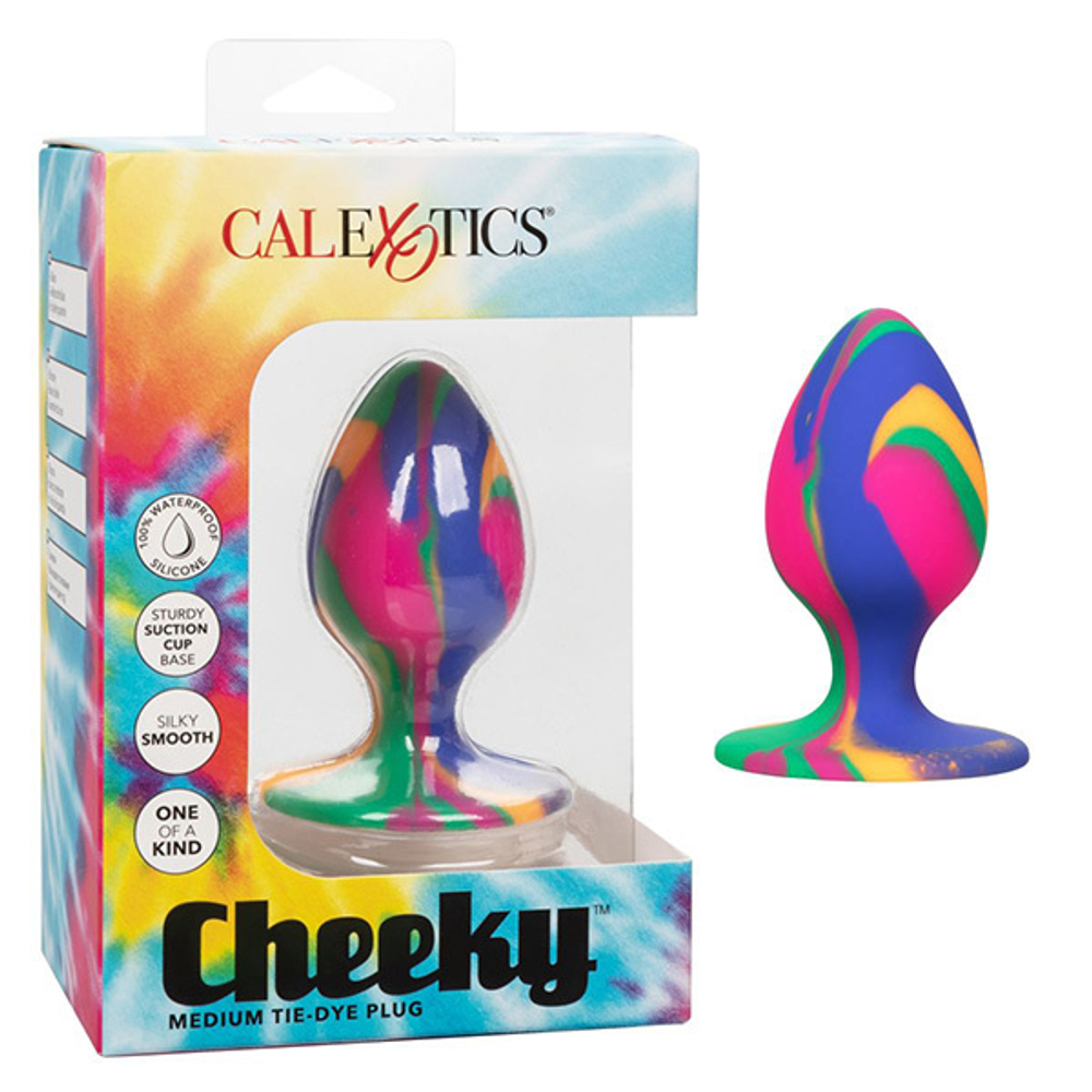 Яркая анальная пробка 7,5см California Exotic Novelties Cheeky Medium Tie-Dye Plug SE-0439-05-3