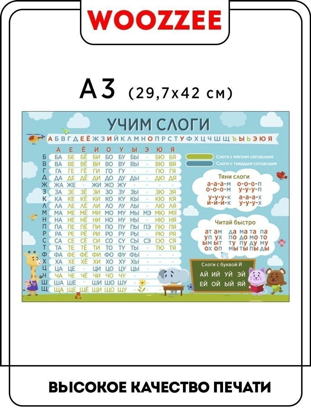 Плакат обучающий "Учим слоги"