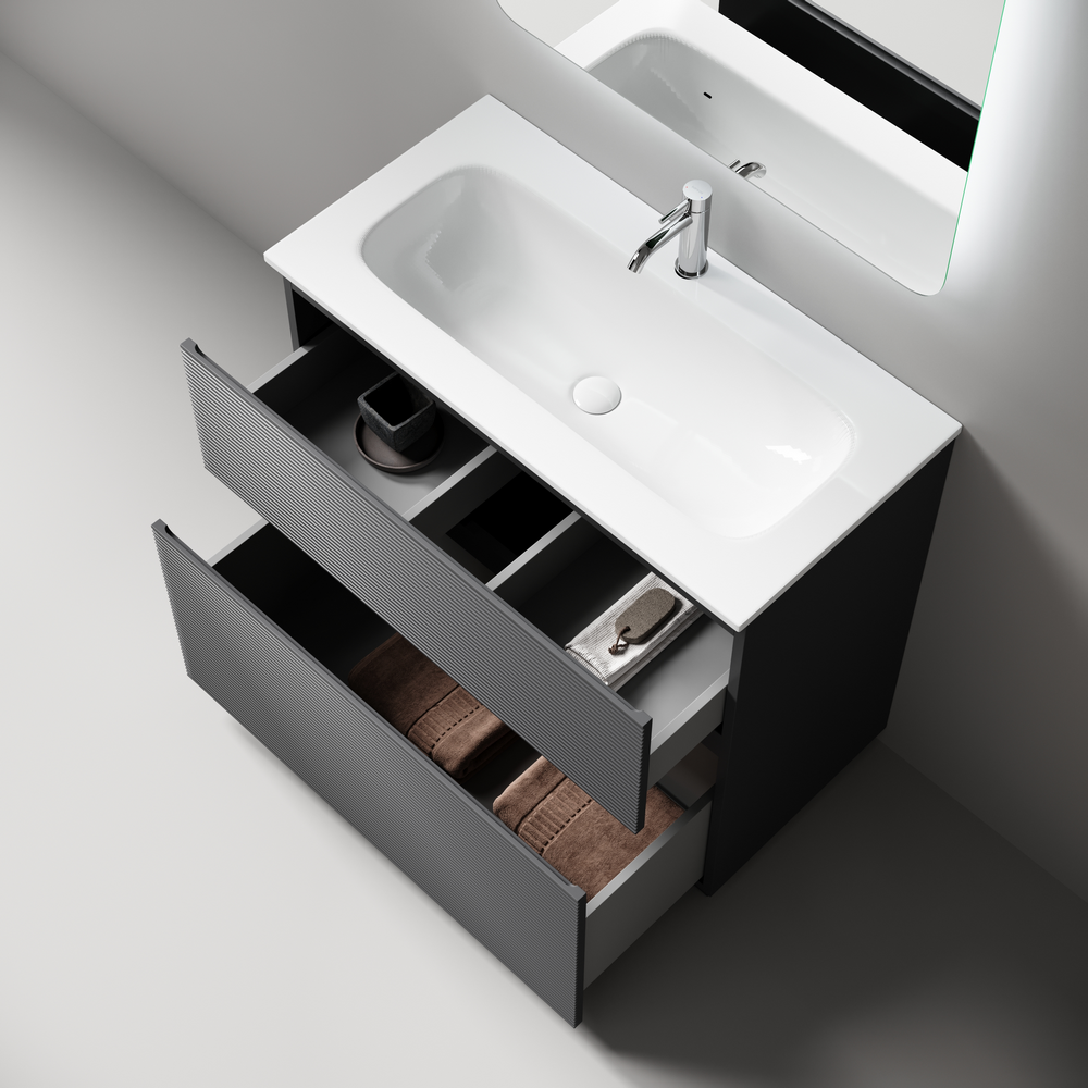 Тумба напольная Sancos Folk Floor 890х445х850, c двумя ящиками оснащенными доводчиками, Grey soft, арт.FL90FGS