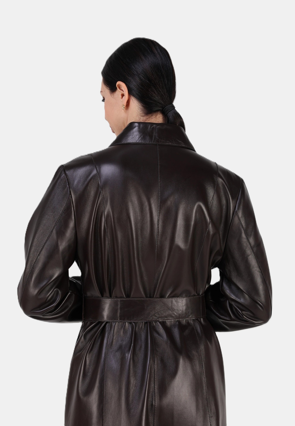 Кожаный плащ длинный, пальто длинное кожа