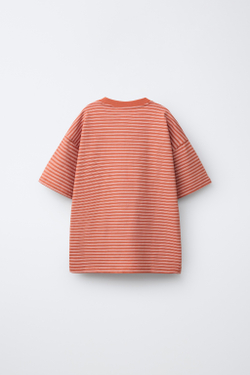 ZARA ФУТБОЛКА В ПОЛОСКУ С ВЫШИВКОЙ, ЧЕРЕПИЧНЫЙ