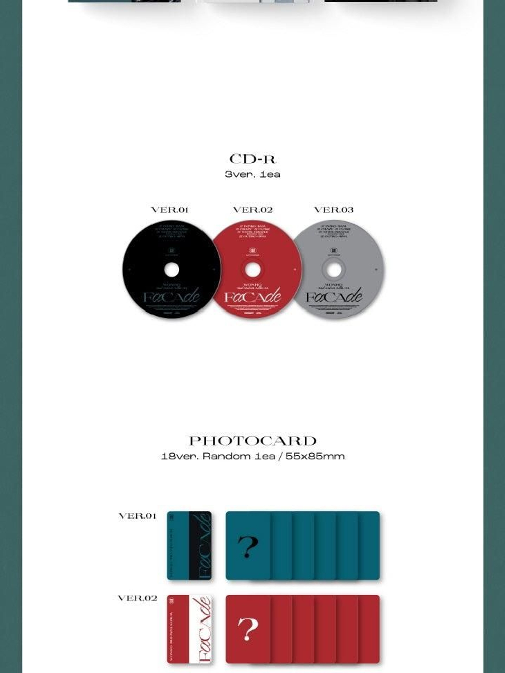 Альбом WONHO - FACADE 3rd Mini Album 3 Version SET