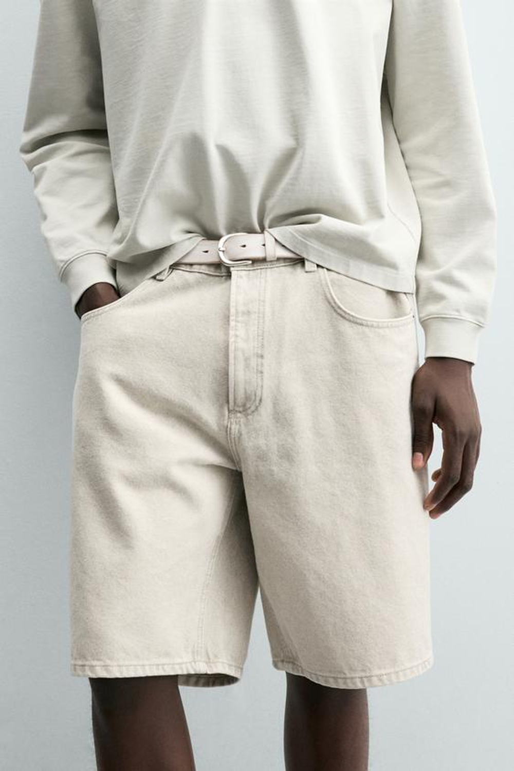ZARA ДЖИНСОВЫЕ ШОРТЫ REGULAR FIT, ПЕСОЧНЫЙ