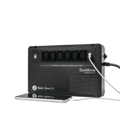 Systeme Electric Back-Save, 800VA/480W, 230V, Line-Interactive, AVR, 6xC13 Outlets, USB charge(type A), USB