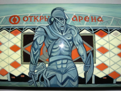 Шкатулка Палех "Стадион в Тушино"