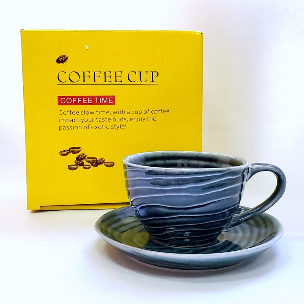 310503.1 Кружка с блюдцем "Синий лед" В ПОДАРОЧНОЙ КОРОБКЕ, 100мл, 13*13*6,5, керамика