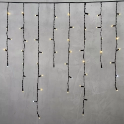 Светодиодная бахрома с колпачком 3,2*0,9 м., 168 теплых белых LED ламп, мерцание, каучуковый черный провод, LTC (LL168BLW-1-2WW)